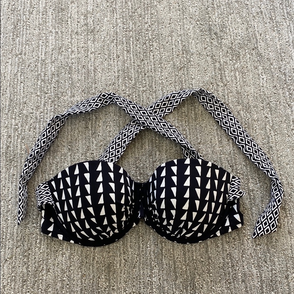 Lands' End Black and White Bikini Top
